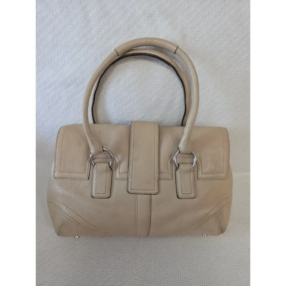 Vintage Coach Leather Handbag Satchel Purse Soho Flap Bag Beige Tan F10913 COA